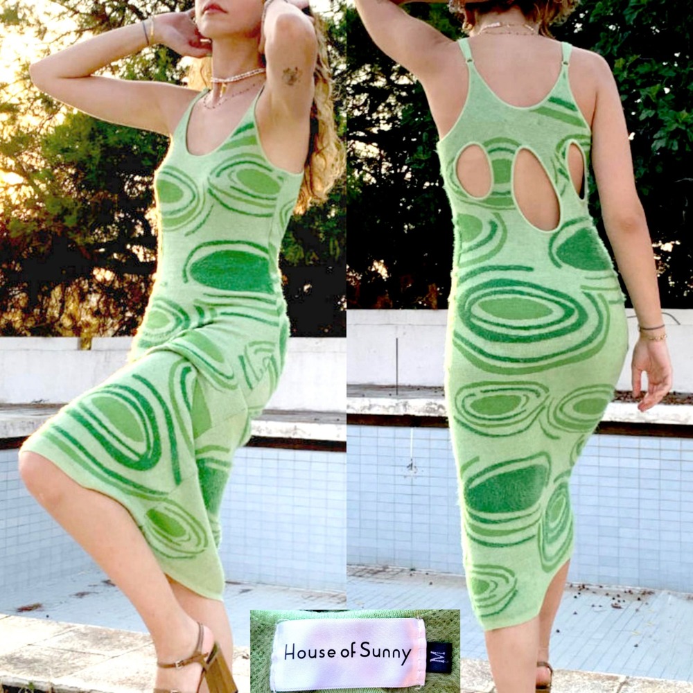 House of Sunny Green‎ Hockney Dress Size M